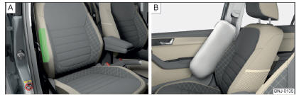 Fig. 10 Lugar de montaje del airbag lateral en el asiento delantero/Airbag lleno de gas
