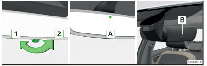 Fig. 58 Retrovisor interior: con ofuscación manual / con ofuscación automática / sensor de luz