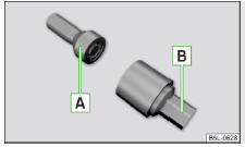 Fig. 182 Imagen esquemática: Tornillo de rueda antirrobo con adaptador