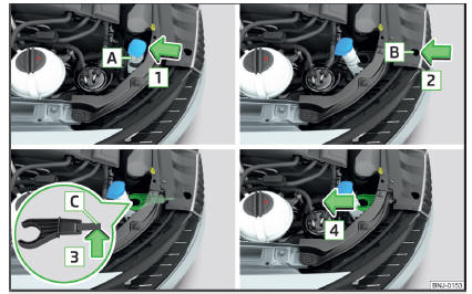 Fig. 205 Desmontaje del soporte del depósito del sistema lavado de cristales