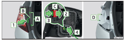 Fig. 216 Desmontar la lámpara / Quitar el conector