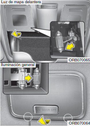 Sustitución de la lámpara de la luz interior